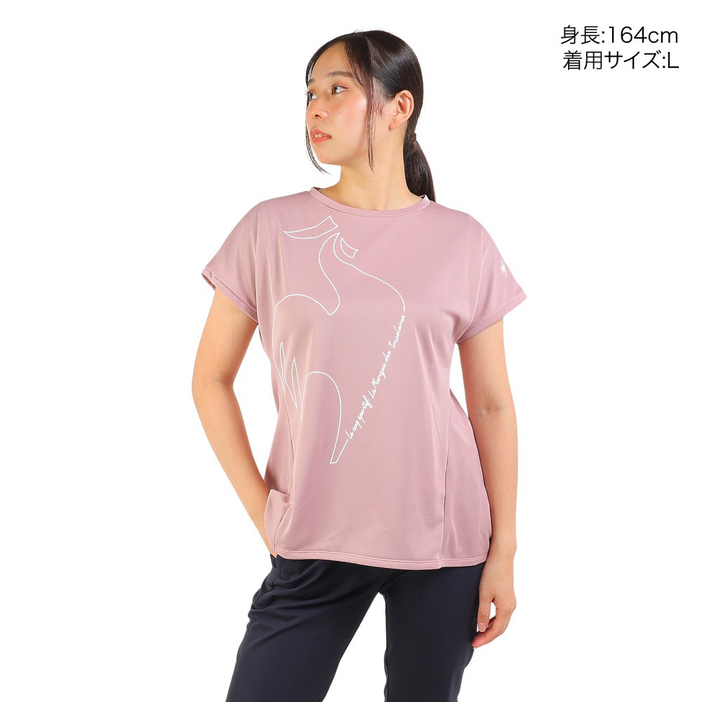 ルコックスポルティフ（lecoqsportif）（レディース）テニスウェア レディース プラクティス半袖シャツ QTWWJA05 PK 速乾