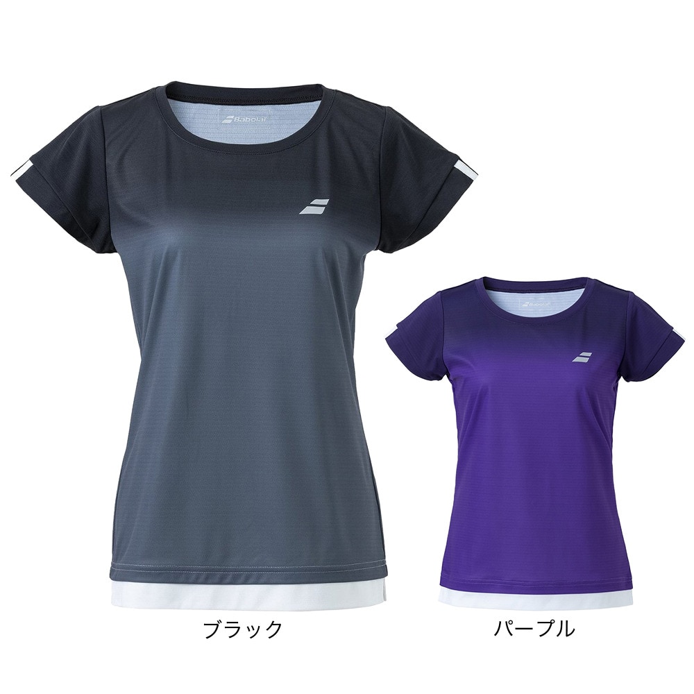 バボラ（BABOLAT）（レディース）テニスウェア レディース クラブ ショートスリーブ シャツ BWG2332C BK00