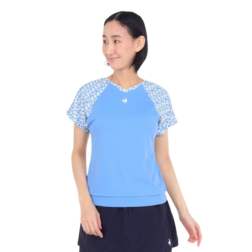 ルコックスポルティフ（lecoqsportif）（レディース）テニスウェア レディース サンスクリーン 前後2wayゲームシャツ QTWXJA03 BL 速乾 UVカット