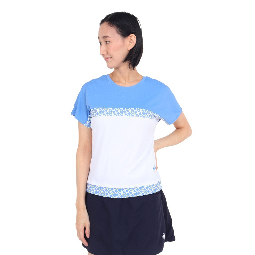ルコックスポルティフ（lecoqsportif）（レディース）テニスウェア レディース サンスクリーン 前後2wayゲームシャツ QTWXJA03 WHBL 速乾 UVカット