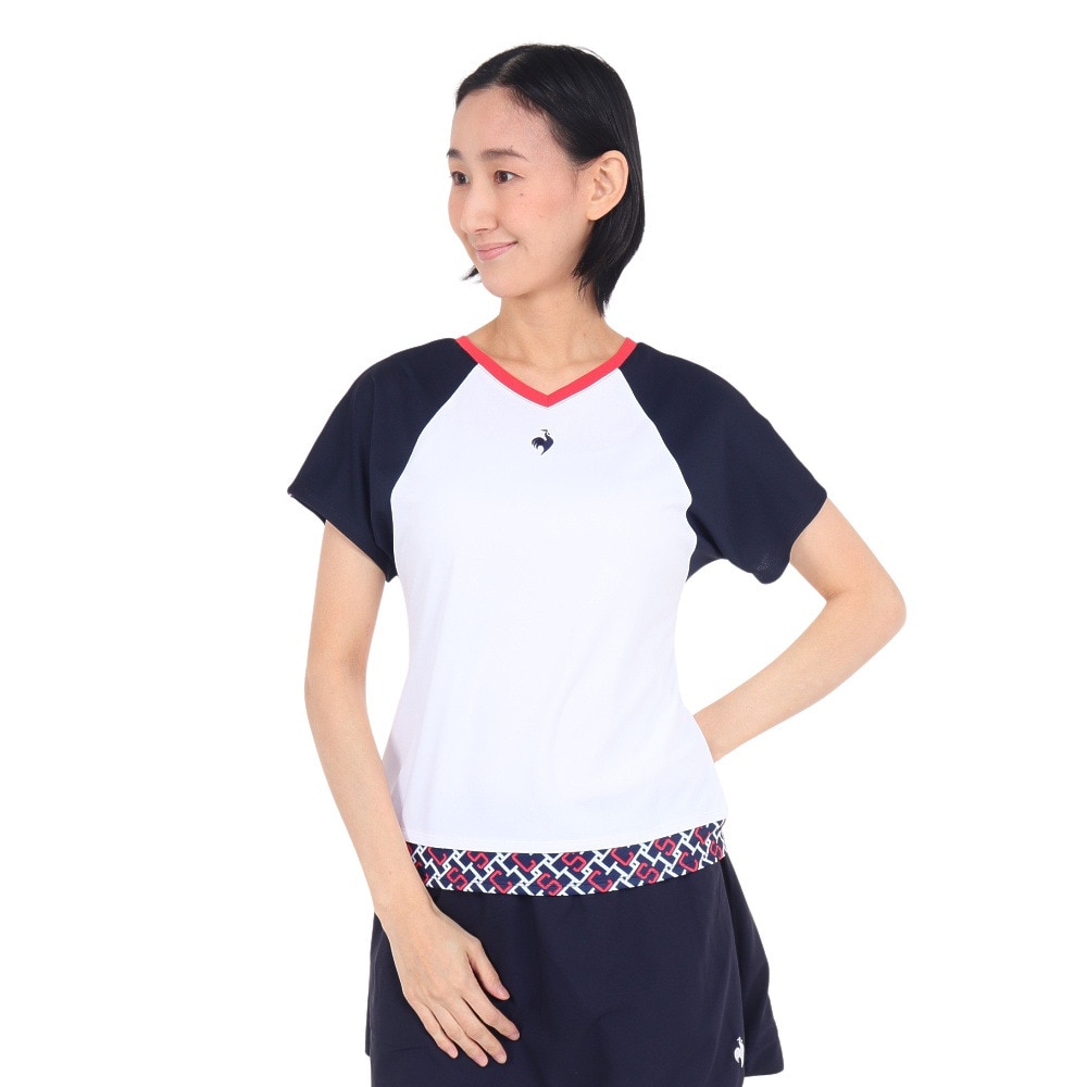 ルコックスポルティフ（lecoqsportif）（レディース）テニスウェア レディース サンスクリーン 前後2wayゲームシャツ QTWXJA03 WHNV 速乾 UVカット