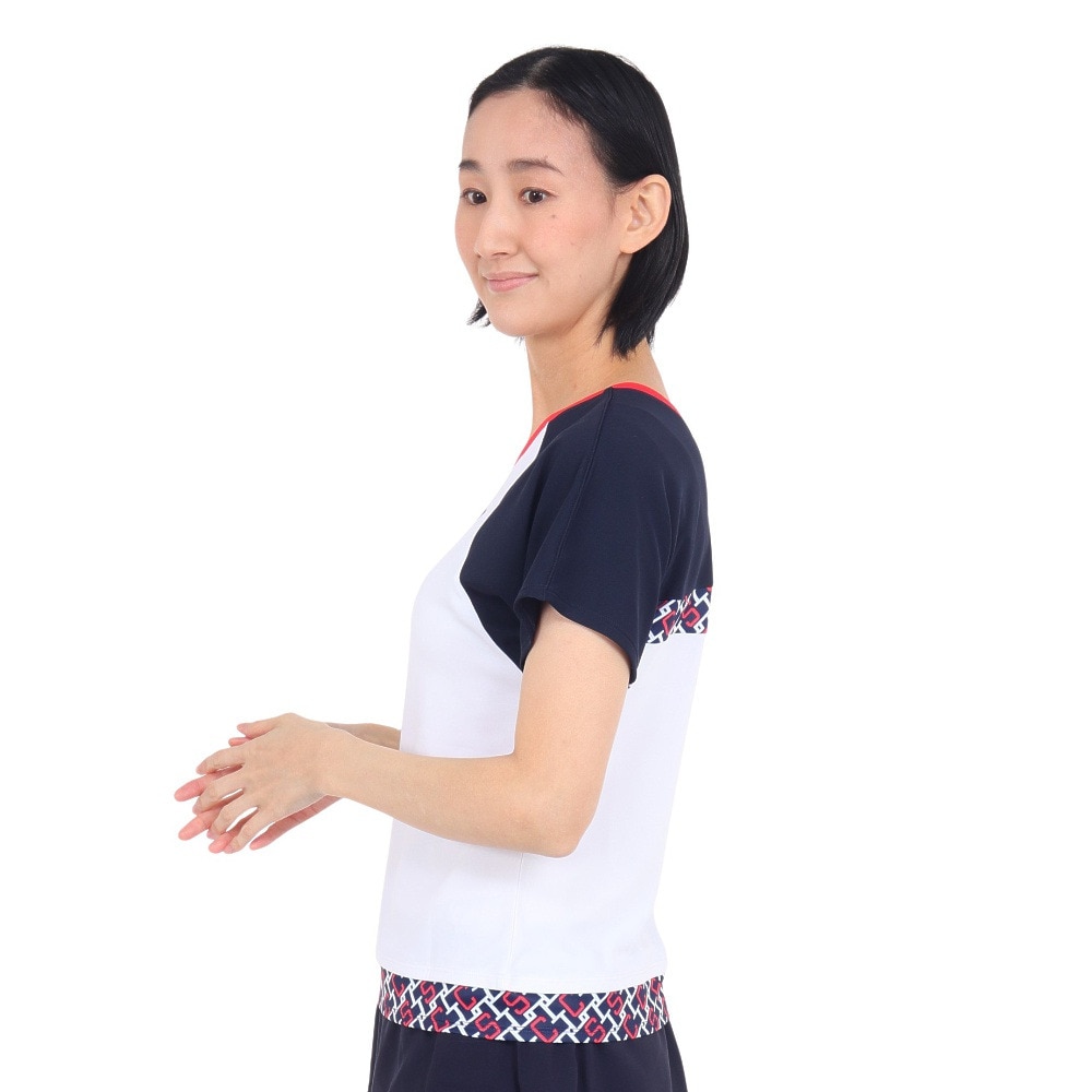 ルコックスポルティフ（lecoqsportif）（レディース）テニスウェア レディース サンスクリーン 前後2wayゲームシャツ QTWXJA03 WHNV 速乾 UVカット