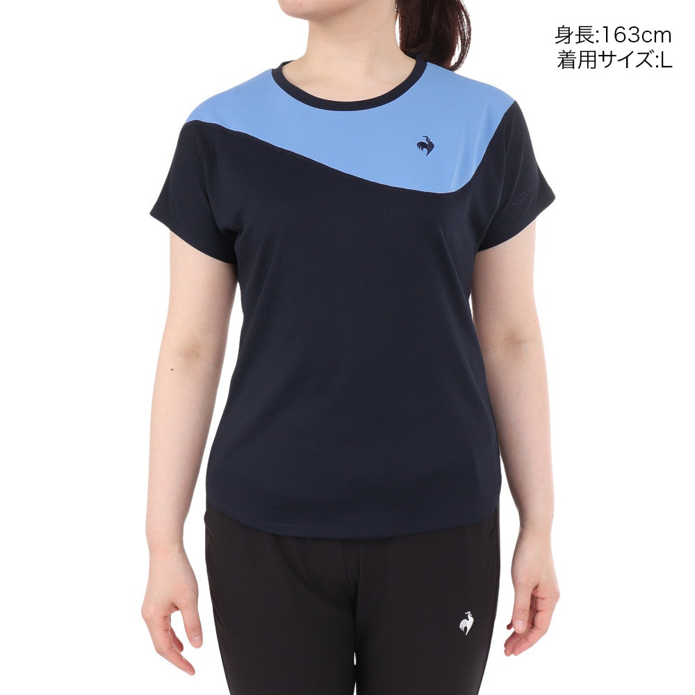 ルコックスポルティフ（lecoqsportif）（レディース）テニスウェア レディース サンスクリーンゲームシャツ QTWXJA07 NV 速乾