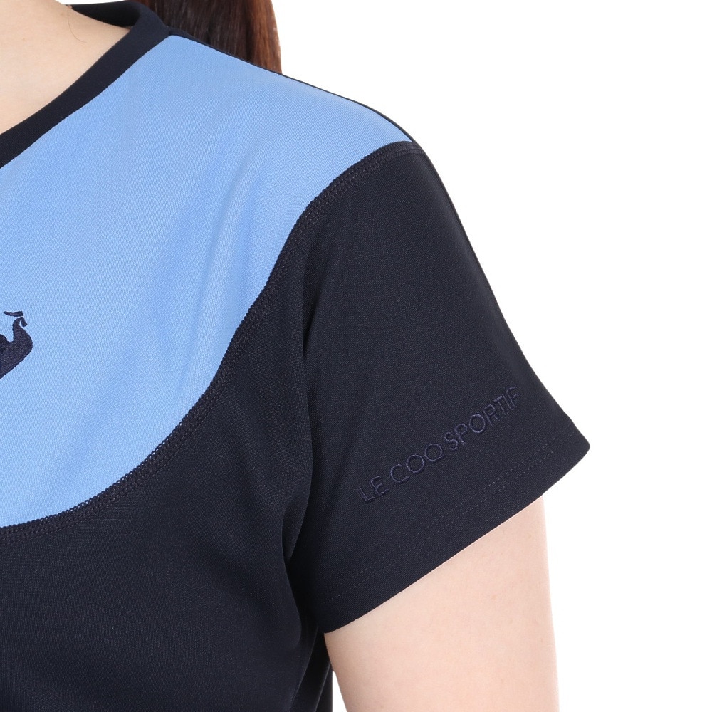 ルコックスポルティフ（lecoqsportif）（レディース）テニスウェア レディース サンスクリーンゲームシャツ QTWXJA07 NV 速乾