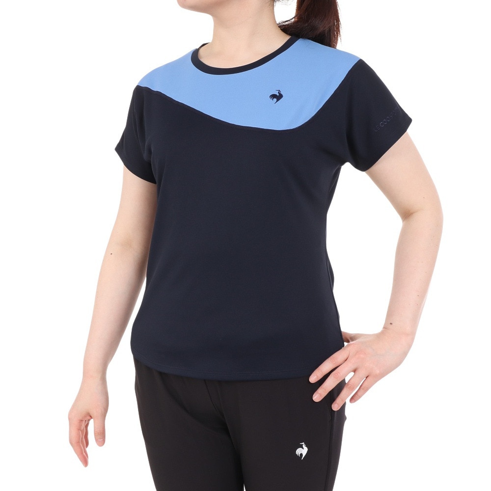 ルコックスポルティフ（lecoqsportif）（レディース）テニスウェア レディース サンスクリーンゲームシャツ QTWXJA07 NV 速乾