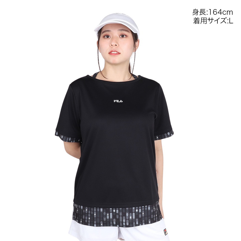 フィラ（FILA）（レディース）テニスウェア レディース 総柄 フェイク半袖Tシャツ FL6842-08