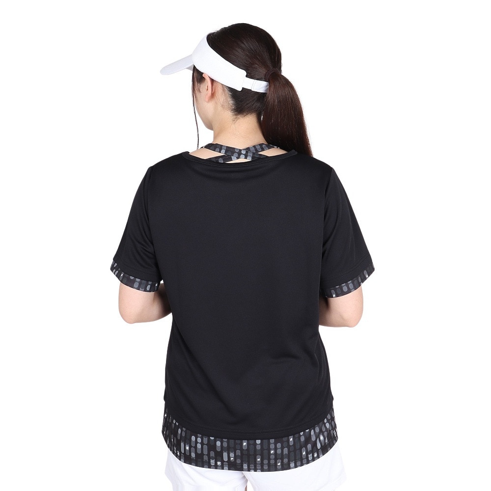 フィラ（FILA）（レディース）テニスウェア レディース 総柄 フェイク半袖Tシャツ FL6842-08 速乾