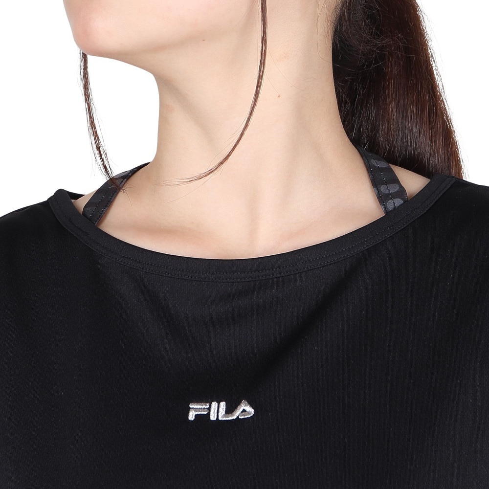 フィラ（FILA）（レディース）テニスウェア レディース 総柄 フェイク半袖Tシャツ FL6842-08 速乾