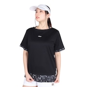 (レディース)テニスウェア レディース 総柄 フェイク半袖Tシャツ FL6842