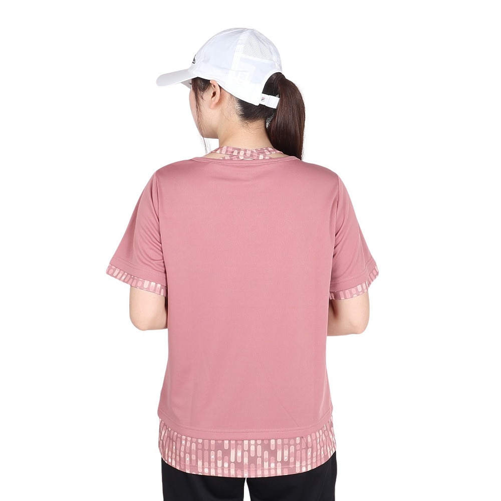 フィラ（FILA）（レディース）テニスウェア レディース 総柄 フェイク半袖Tシャツ FL6842-19 速乾