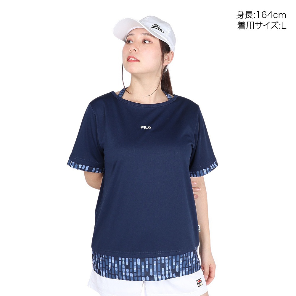 フィラ（FILA）（レディース）テニスウェア レディース 総柄 フェイク半袖Tシャツ FL6842-20