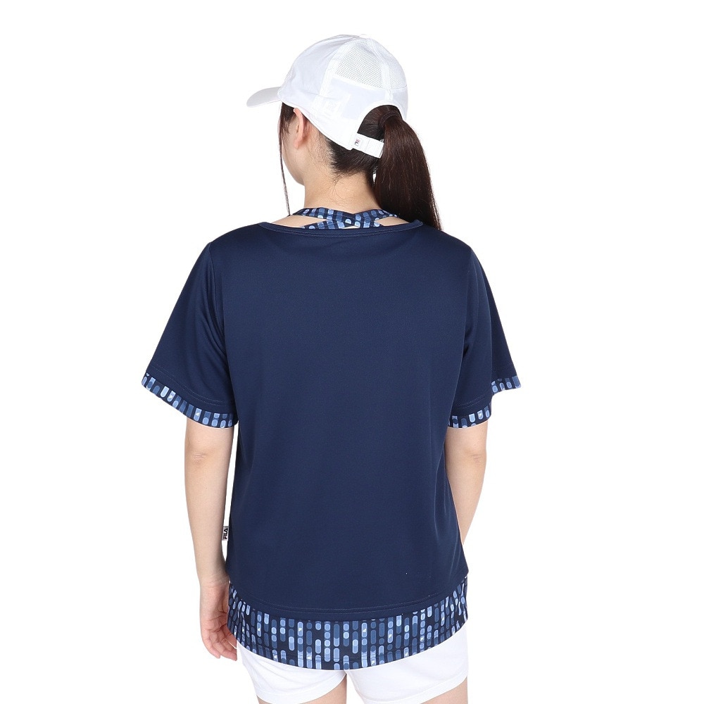 フィラ（FILA）（レディース）テニスウェア レディース 総柄 フェイク半袖Tシャツ FL6842-20