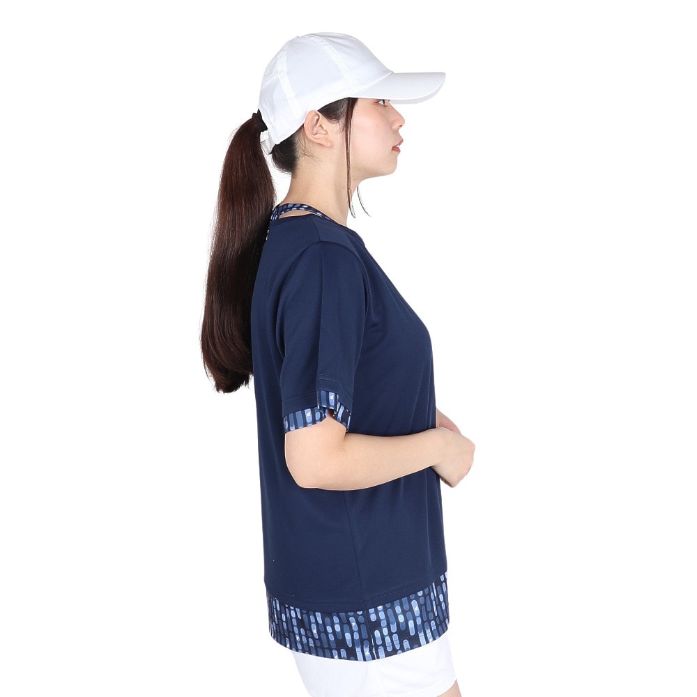 フィラ（FILA）（レディース）テニスウェア レディース 総柄 フェイク半袖Tシャツ FL6842-20 速乾