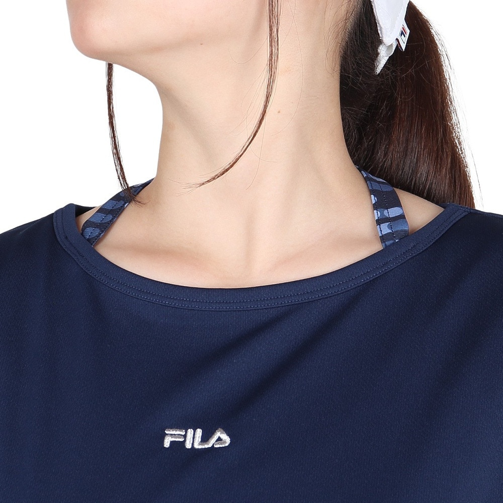フィラ（FILA）（レディース）テニスウェア レディース 総柄 フェイク半袖Tシャツ FL6842-20 速乾