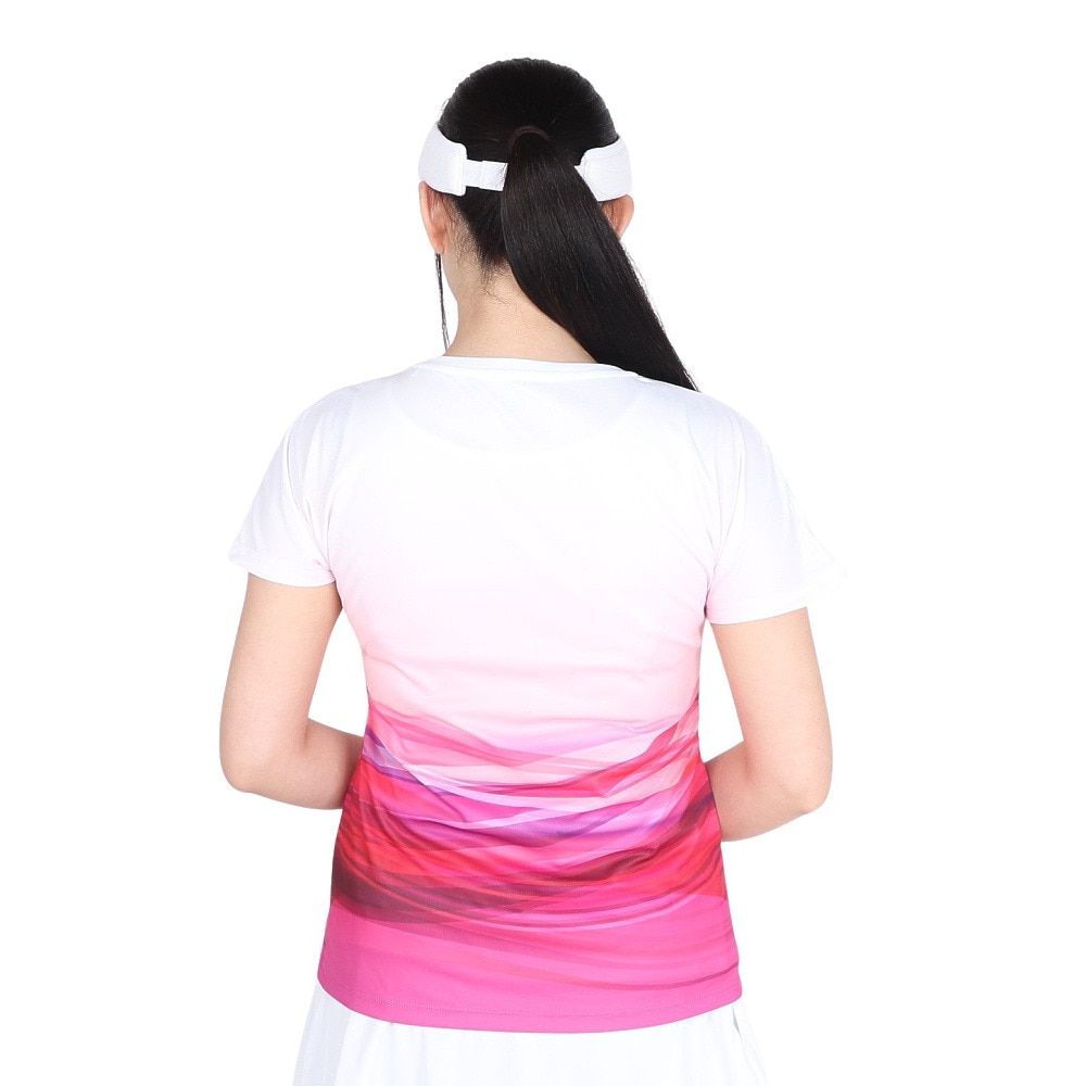 フィラ（FILA）（レディース）テニスウェア レディース 波間パネルプリント バックホールメッシュ クルーネックTシャツ VL2832-19 速乾