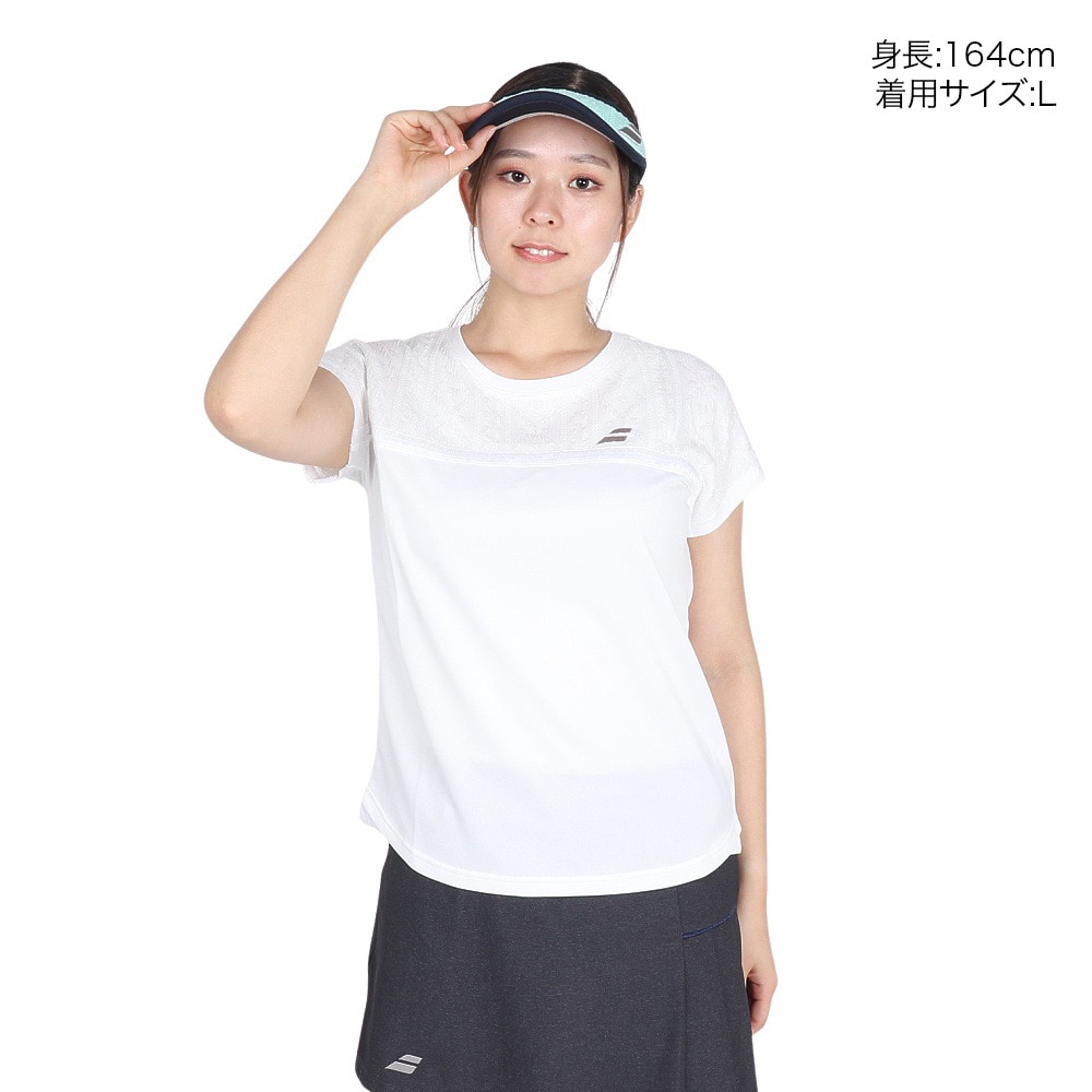バボラ（BABOLAT）（レディース）テニスウェア PURE ショートスリーブシャツ 半袖 BWG4375-WH00