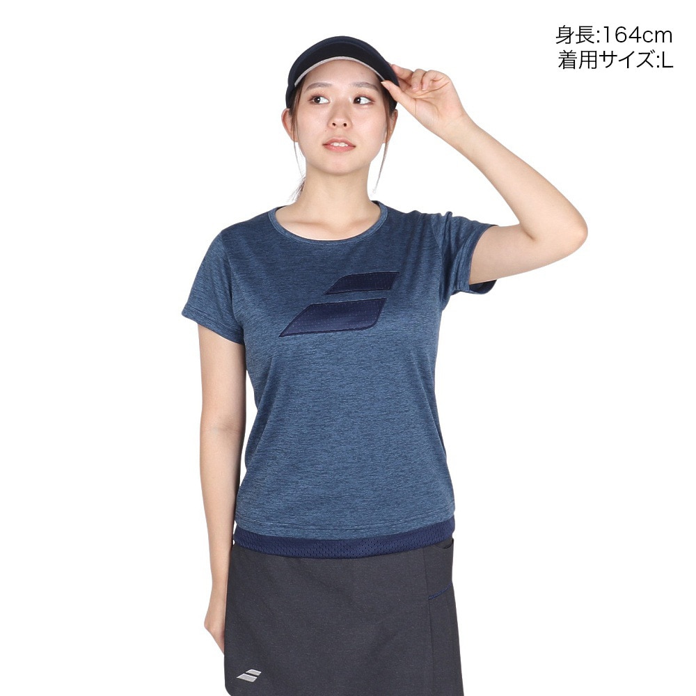 バボラ（BABOLAT）（レディース）テニスウェア PURE ショートスリーブシャツ 半袖 BWP4576-NV00