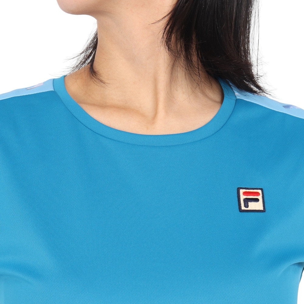 フィラ（FILA）（レディース）テニスウェア フェザープリント バックホールメッシュ 切替 ゲームシャツ VL2911-12A