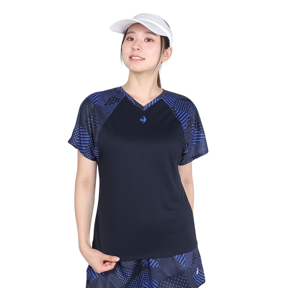 ルコックスポルティフ（lecoqsportif）（レディース）テニスウェア 2way ゲームシャツ LN4FHT20L NV00