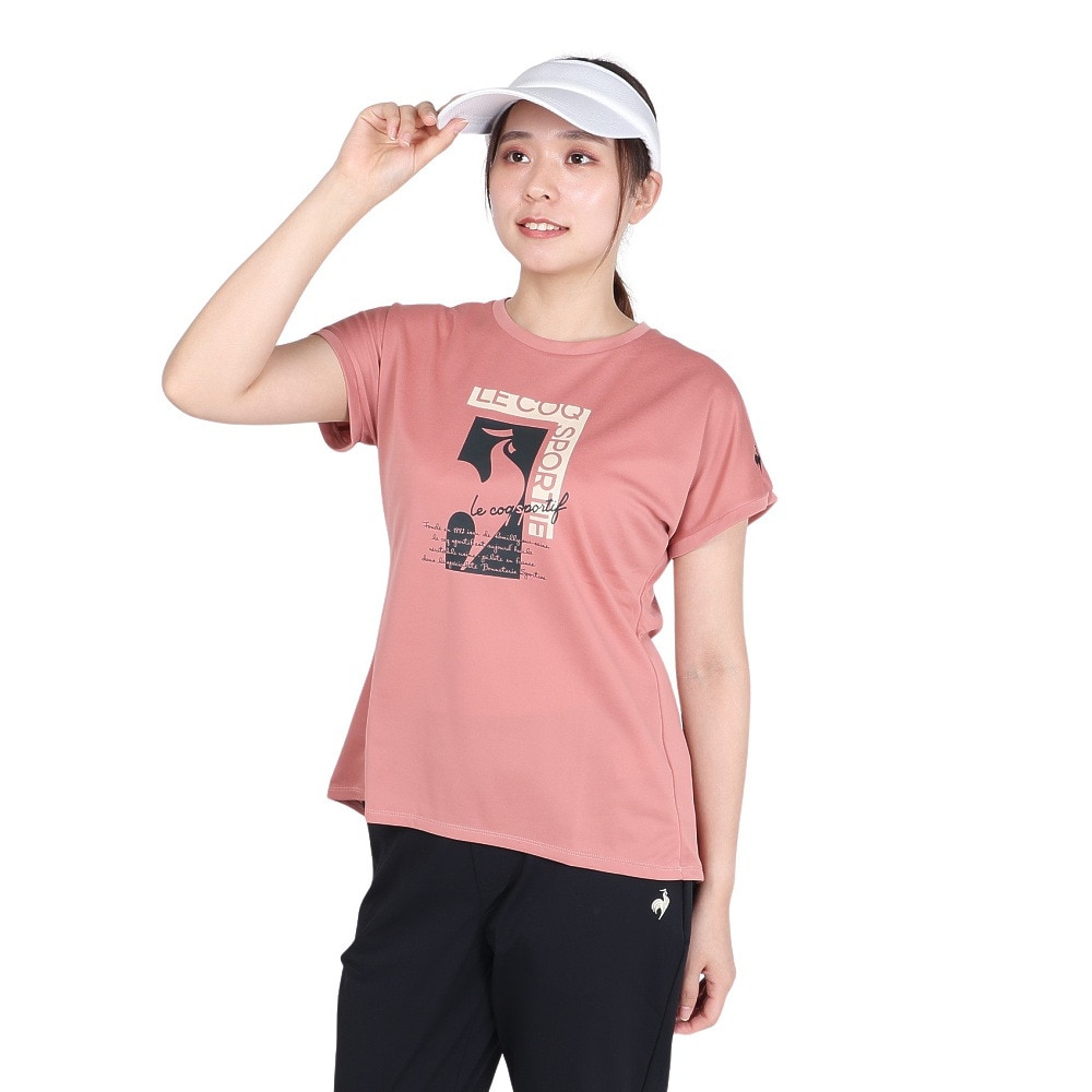 ルコックスポルティフ（lecoqsportif）（レディース）テニスウェア レディース プラクティス 半袖Tシャツ LN4FHT51L PK00
