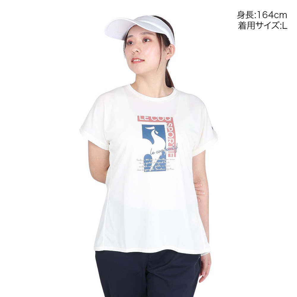 ルコックスポルティフ（lecoqsportif）（レディース）テニスウェア レディース プラクティス 半袖Tシャツ LN4FHT51L WH01