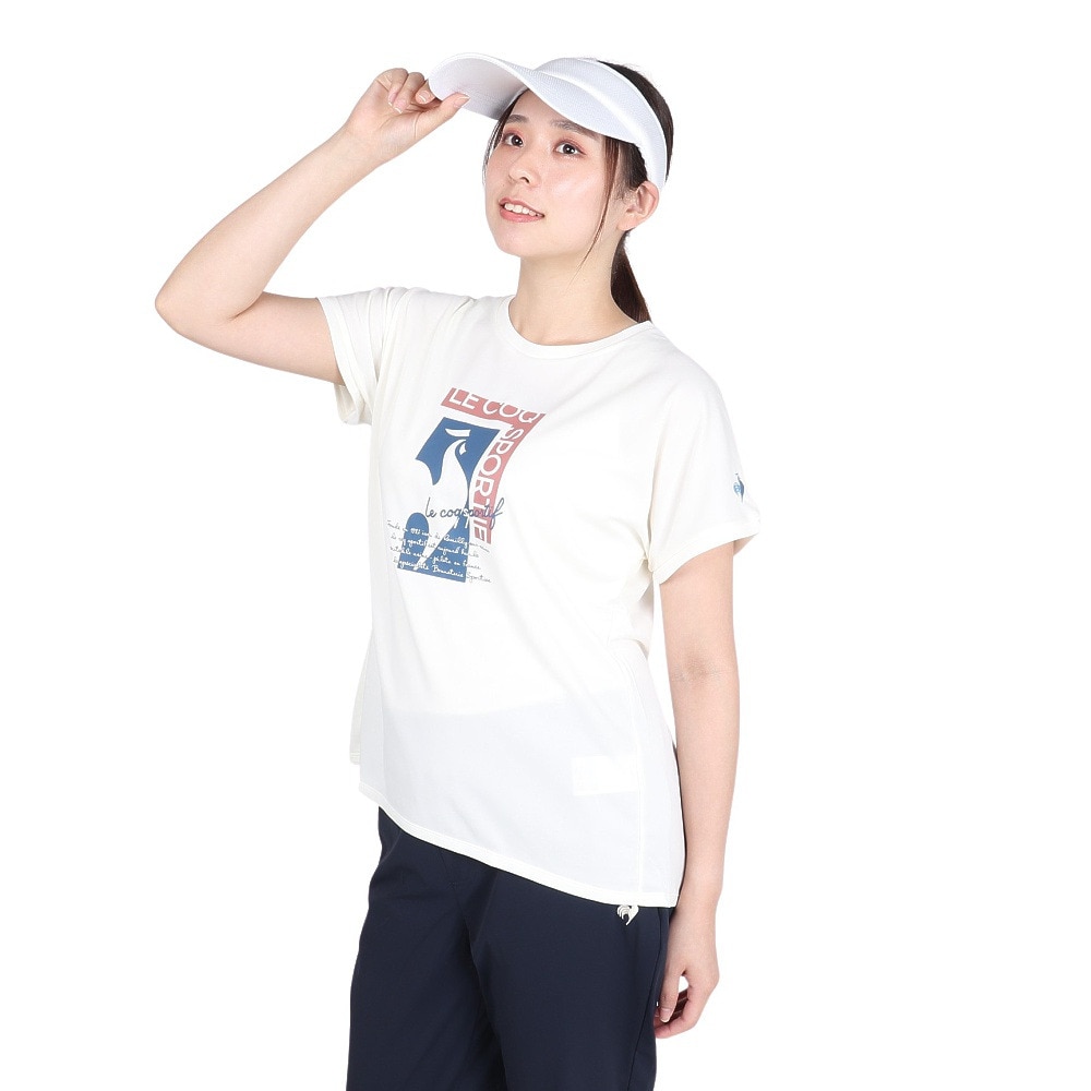 ルコックスポルティフ（lecoqsportif）（レディース）テニスウェア レディース プラクティス 半袖Tシャツ LN4FHT51L WH01