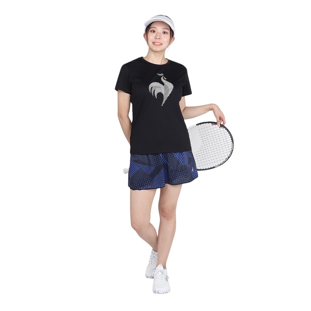 ルコックスポルティフ（lecoqsportif）（レディース）テニスウェア 半袖 プラクティスシャツ LN4FHT52L BK00