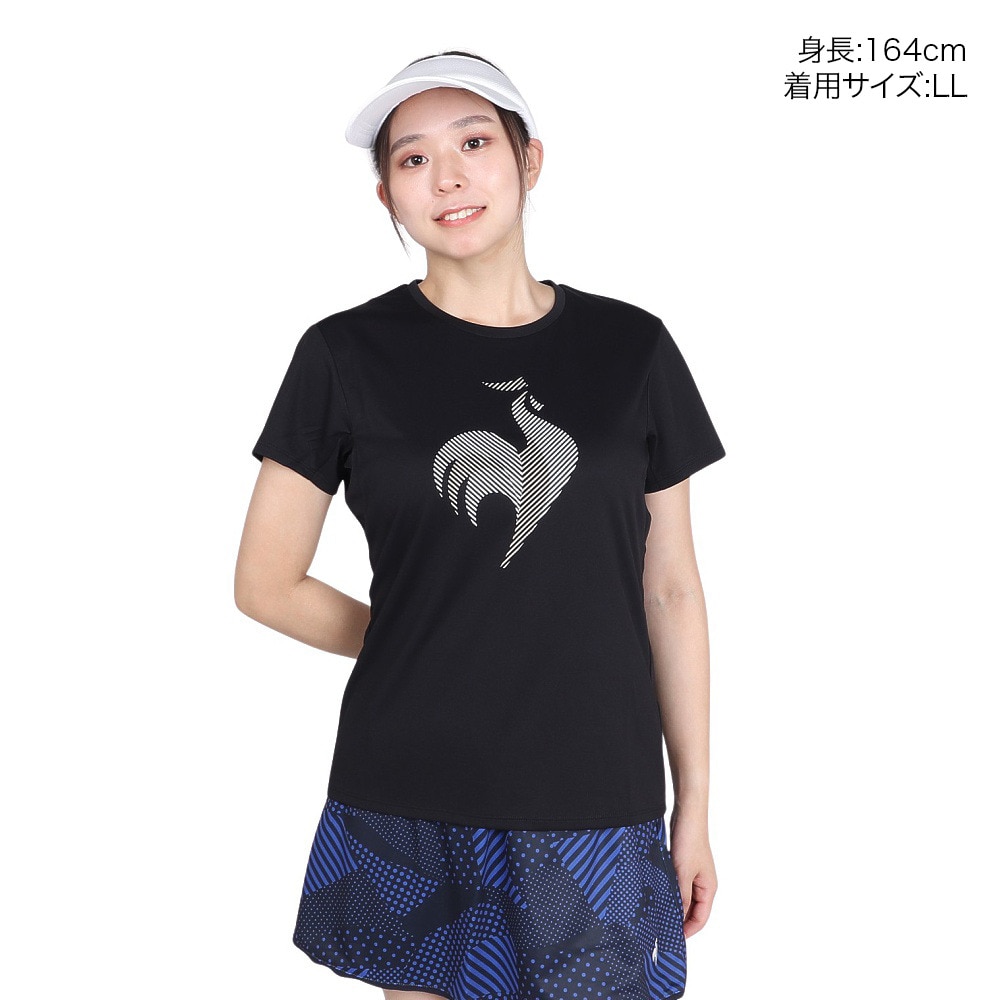 ルコックスポルティフ（lecoqsportif）（レディース）テニスウェア 半袖 プラクティスシャツ LN4FHT52L BK00