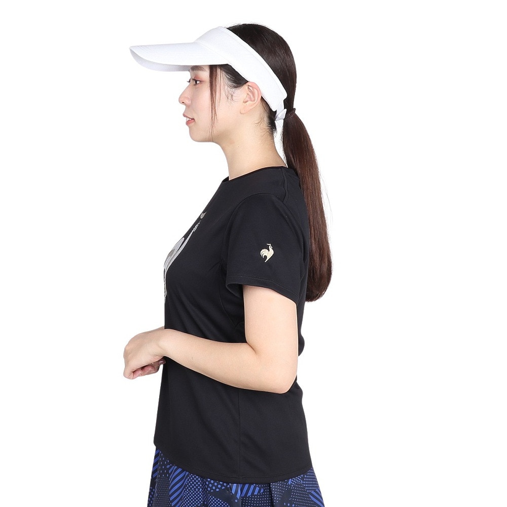 ルコックスポルティフ（lecoqsportif）（レディース）テニスウェア 半袖 プラクティスシャツ LN4FHT52L BK00