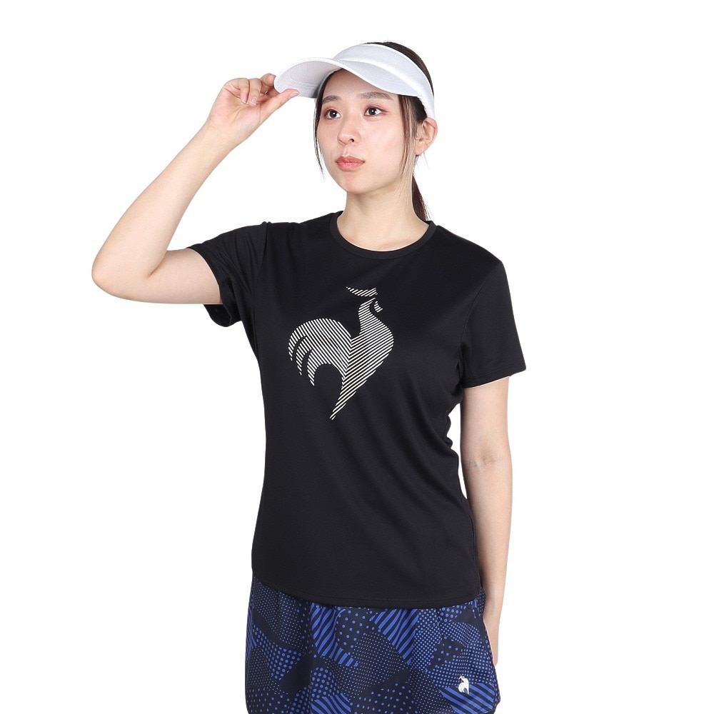ルコックスポルティフ（lecoqsportif）（レディース）テニスウェア 半袖 プラクティスシャツ LN4FHT52L BK00