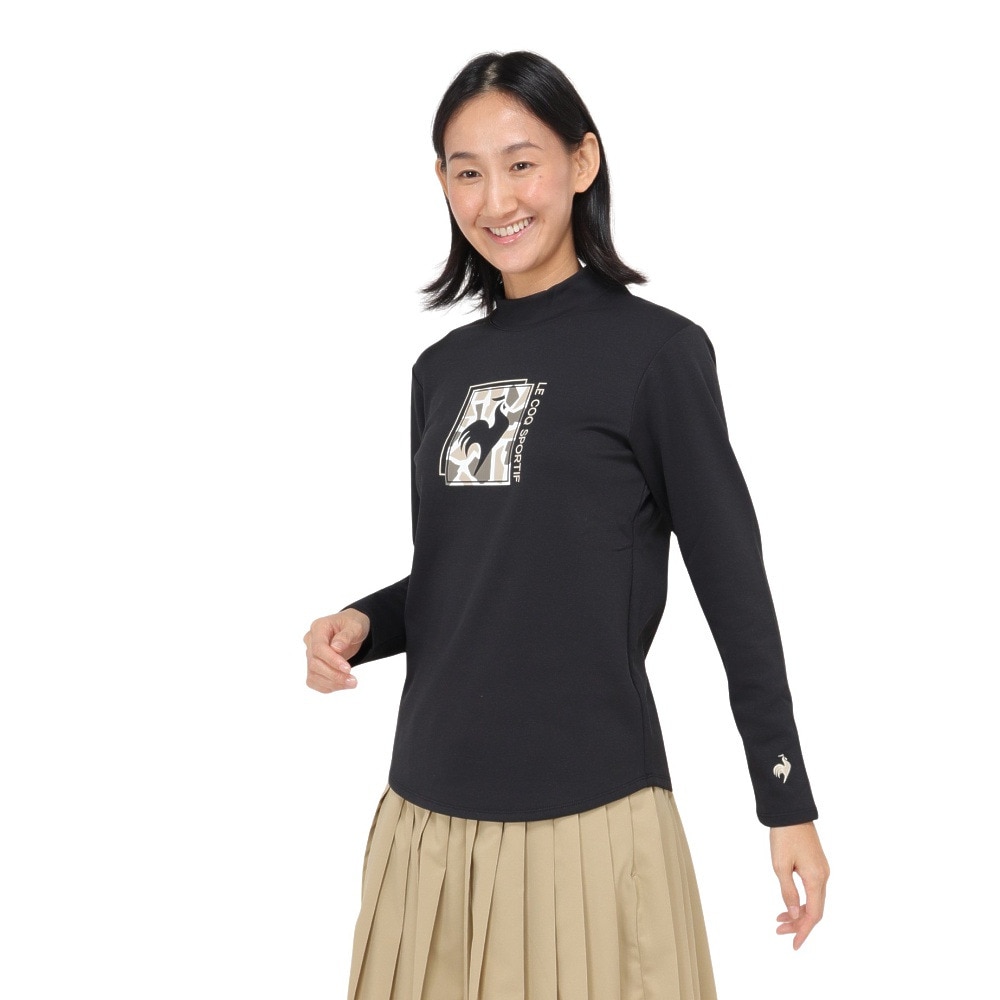 ルコックスポルティフ（lecoqsportif）（レディース）テニスウェア モックネック 長袖シャツ ロングスリーブ LN4FLT11L BK00