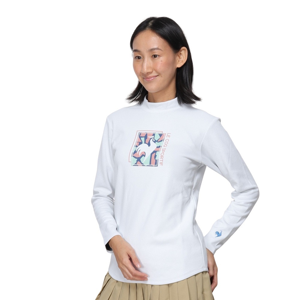 ルコックスポルティフ（lecoqsportif）（レディース）テニスウェア モックネック 長袖シャツ ロングスリーブ LN4FLT11L WH00