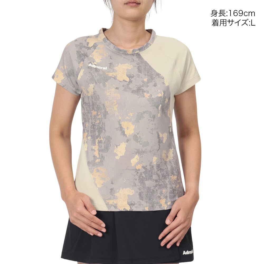 アドミラル（Admiral）（レディース）テニスウェア アシンメトリースラッシュグラフィック Tシャツ ATLA430-BEG