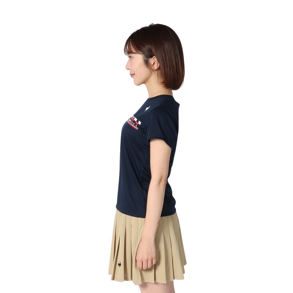 ルコックスポルティフ（lecoqsportif）（レディース）テニスウェア トリコロール プリント ゲームシャツ LN4FHT90L NV00