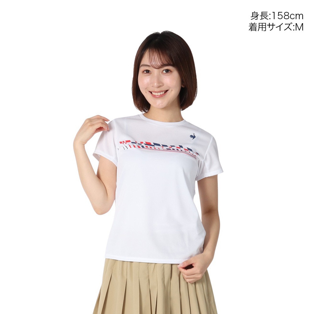 ルコックスポルティフ（lecoqsportif）（レディース）テニスウェア トリコロール プリント ゲームシャツ LN4FHT90L WH00