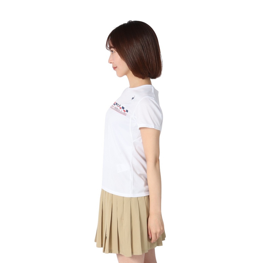 ルコックスポルティフ（lecoqsportif）（レディース）テニスウェア トリコロール プリント ゲームシャツ LN4FHT90L WH00