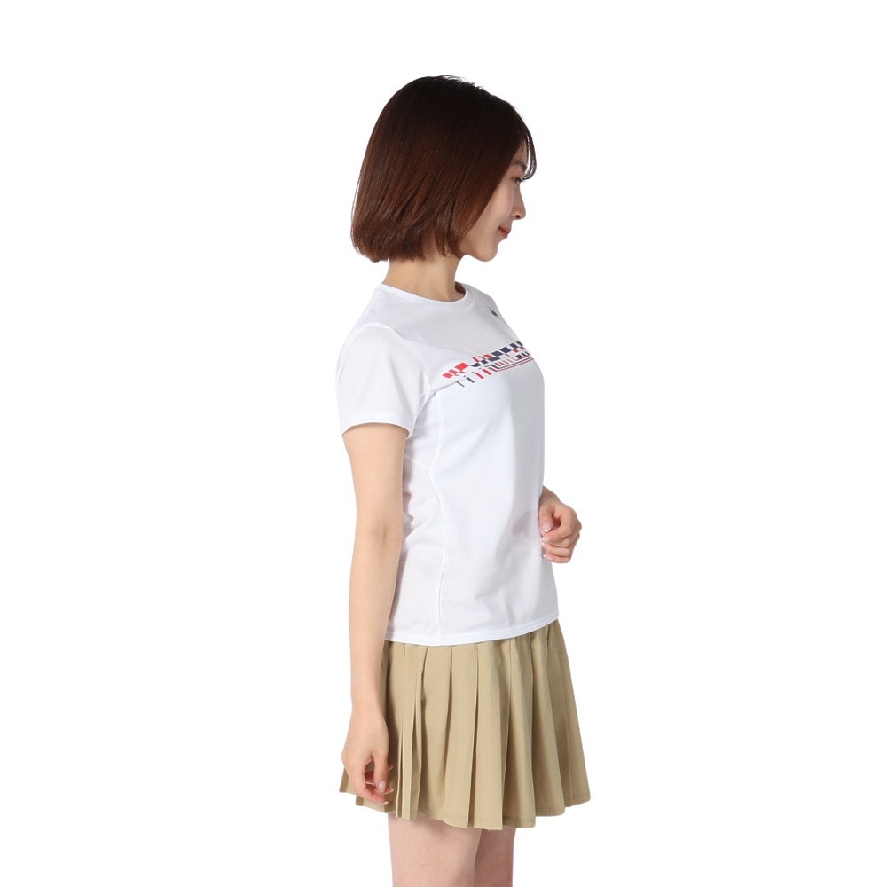 ルコックスポルティフ（lecoqsportif）（レディース）テニスウェア トリコロール プリント ゲームシャツ LN4FHT90L WH00