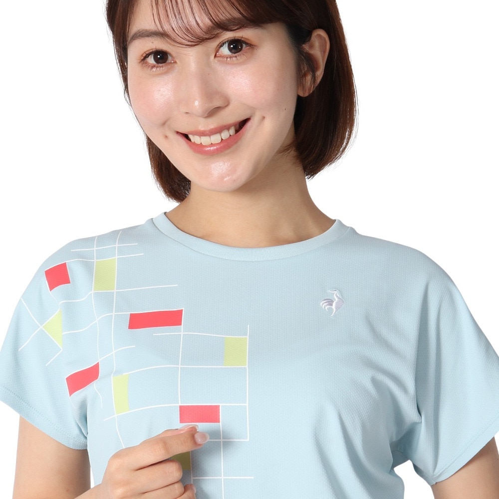 ルコックスポルティフ（lecoqsportif）（レディース）テニスウェア レディース 接触冷感グラフィックゲームシャツ LN5SHT50L BL00