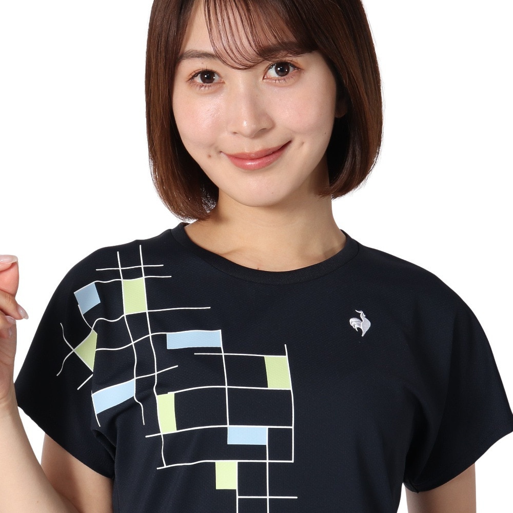 ルコックスポルティフ（lecoqsportif）（レディース）テニスウェア レディース 接触冷感グラフィックゲームシャツ LN5SHT50L NV00