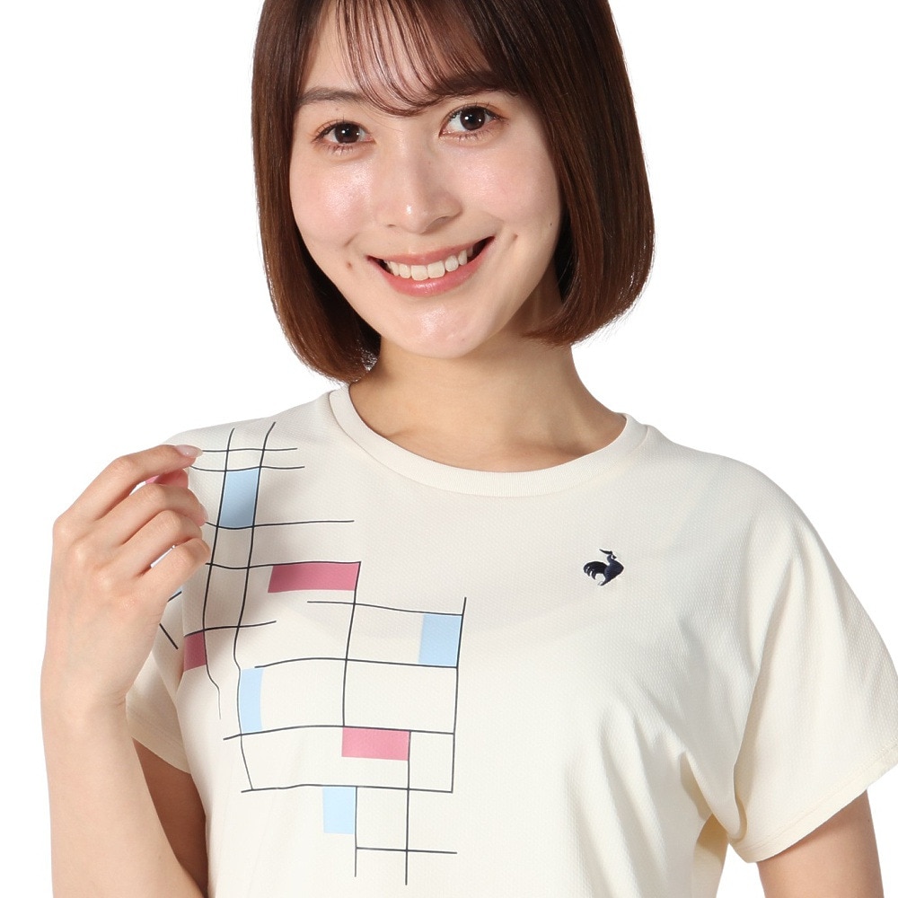 ルコックスポルティフ（lecoqsportif）（レディース）テニスウェア レディース 接触冷感グラフィックゲームシャツ LN5SHT50L WH01