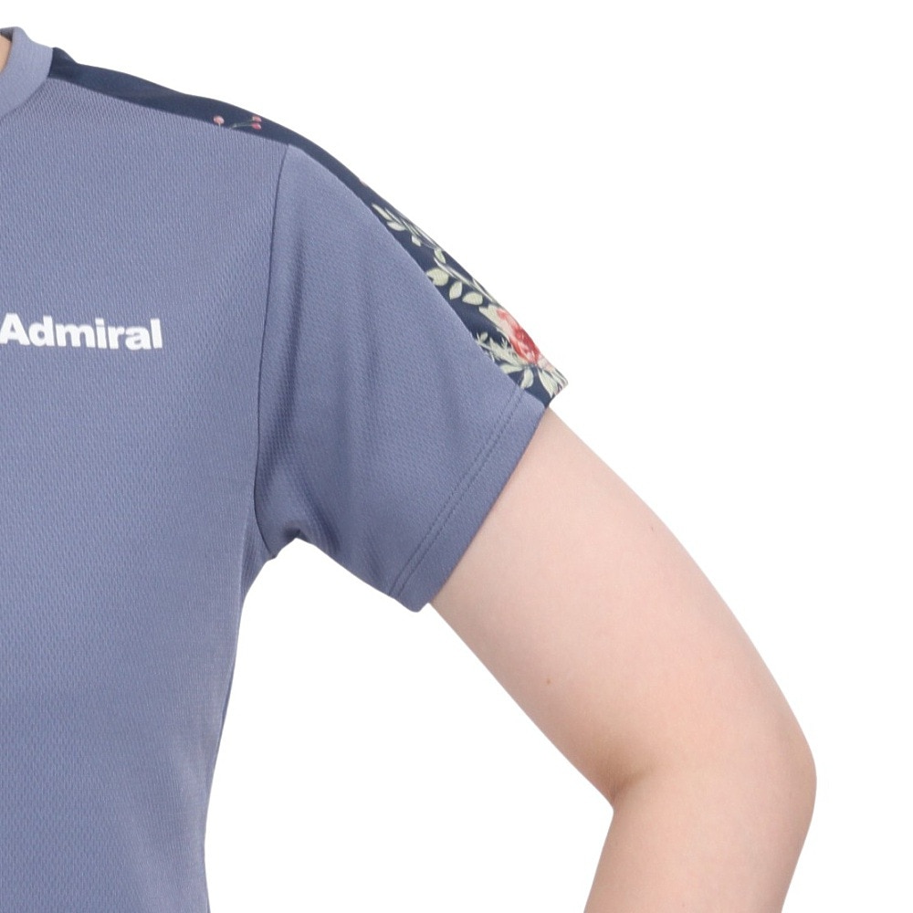 アドミラル（Admiral）（レディース）テニスウェア ショルダーラインフラワーTシャツ ATLA514-BLU