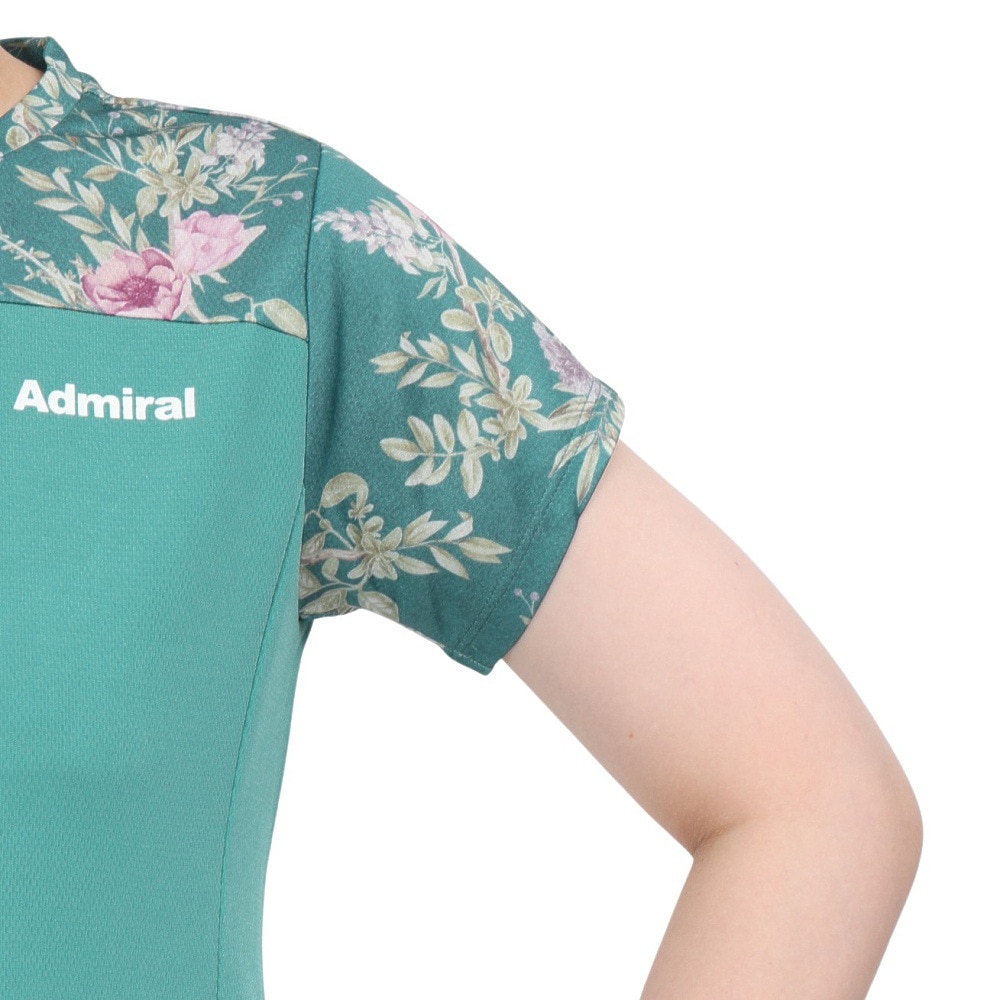 アドミラル（Admiral）（レディース）テニスウェア バックスリットフラワーTシャツ ATLA513-GRN