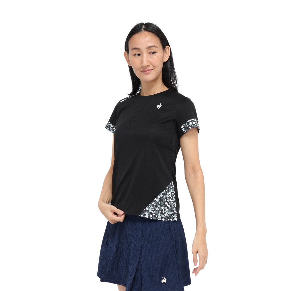 ルコックスポルティフ（lecoqsportif）（レディース）テニスウェア レディース 半袖ゲームシャツ LN5FHT23L BK00