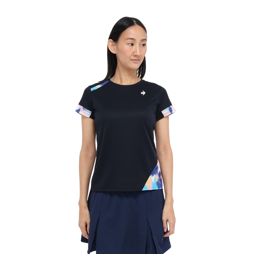 ルコックスポルティフ（lecoqsportif）（レディース）テニスウェア レディース 半袖ゲームシャツ LN5FHT23L NV00
