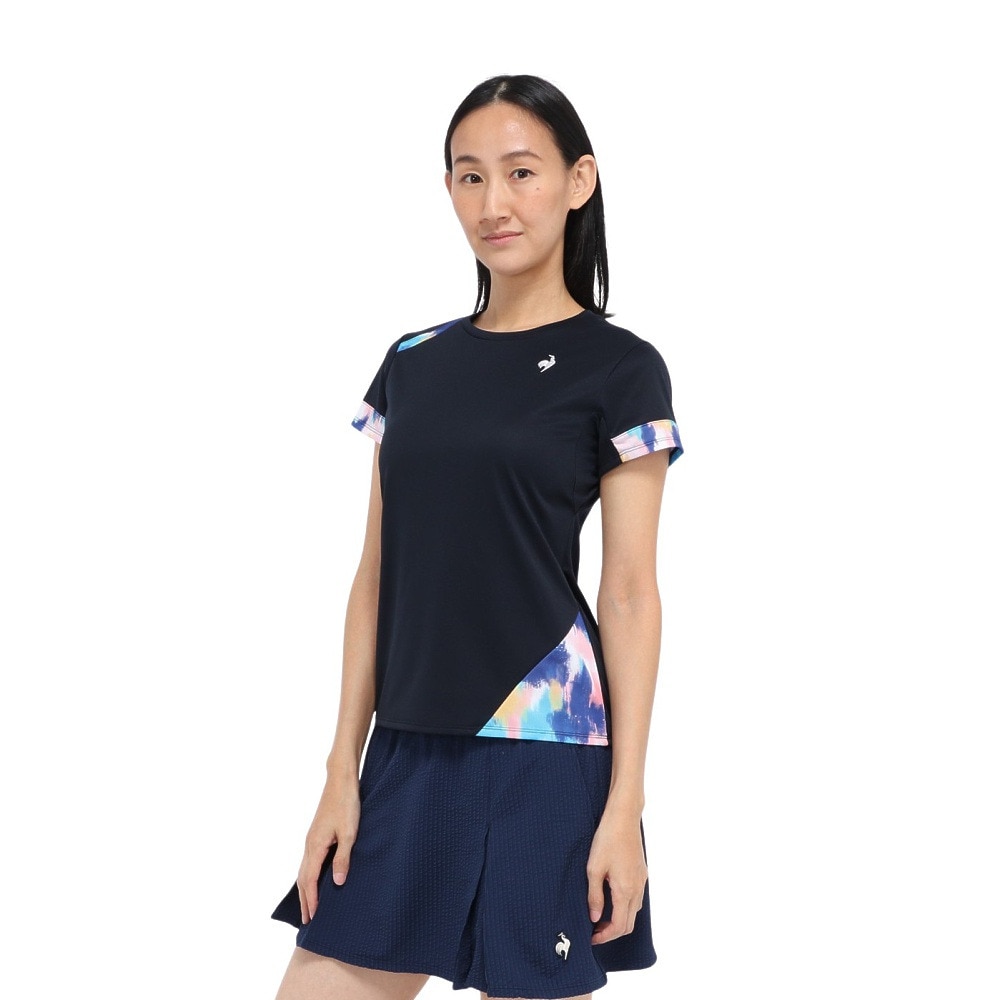 ルコックスポルティフ（lecoqsportif）（レディース）テニスウェア レディース 半袖ゲームシャツ LN5FHT23L NV00