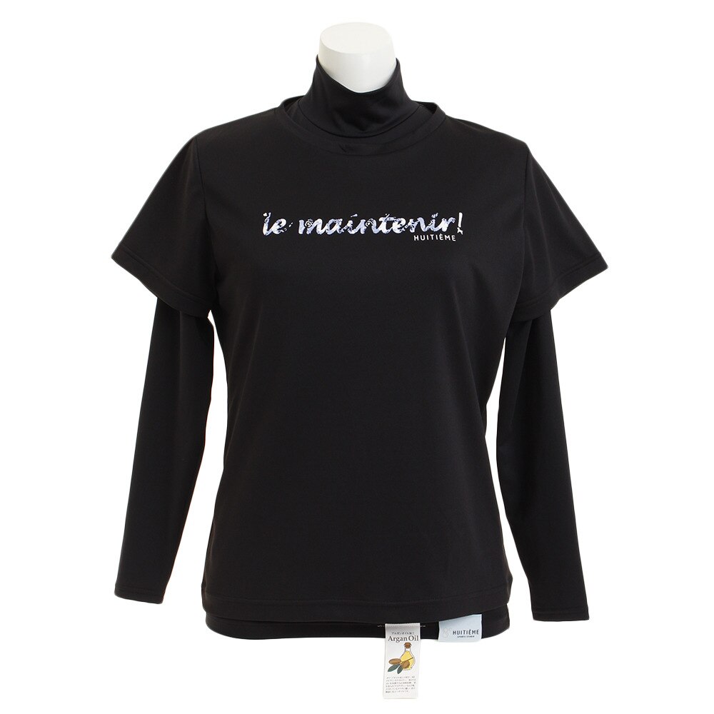  【多少の傷汚れありの為大奉仕】長袖インナーセットTシャツロゴ HU18SES733201BLK 【吸汗速乾/UVカット】