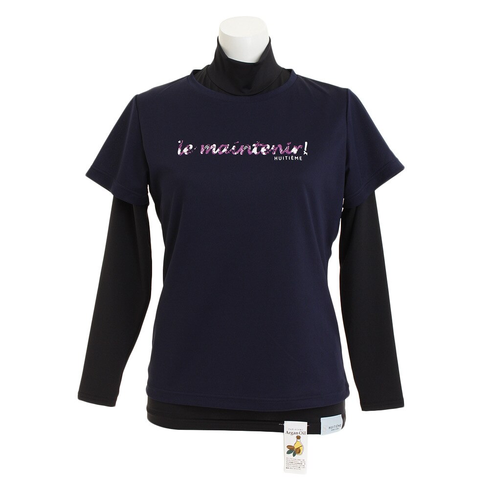  【多少の傷汚れありの為大奉仕】長袖インナーセットTシャツロゴ HU18SES733201NVY 【吸汗速乾/UVカット】