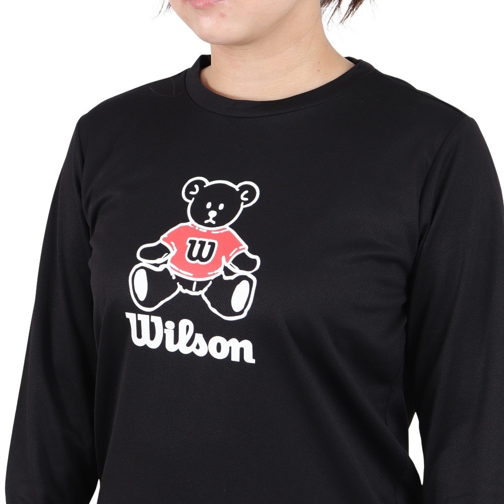 ウイルソン（Wilson）（レディース）テニスウェア レディース スタンダード長袖Tシャツ 紫外線遮蔽率90%以上 UVカット 紫外線対策 吸水速乾 442264-BK