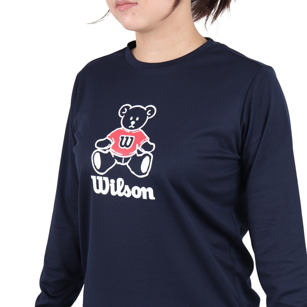 ウイルソン（Wilson）（レディース）テニスウェア レディース スタンダード長袖Tシャツ 紫外線遮蔽率90%以上 UVカット 紫外線対策 吸水速乾 442264-NV