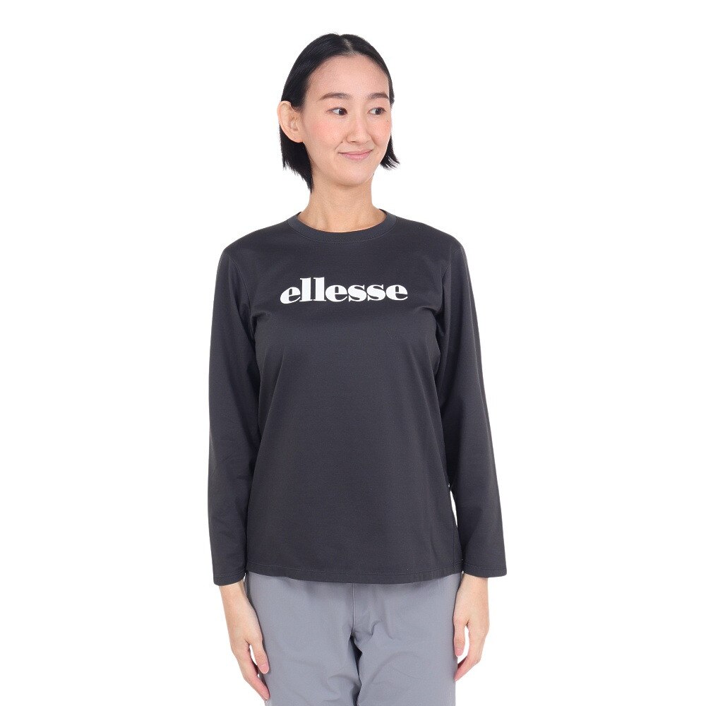 エレッセ（ELLESSE）（レディース）テニスウェア レディース ハイゲージ長袖ロゴTシャツ EU123102 2 速乾